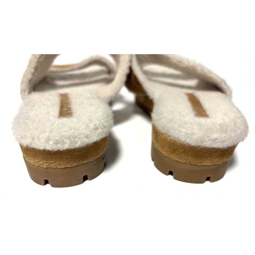 Tamara Mellon Shearling Slide Sandals Brown Suede Italy Lug Sole Women 36.5 - Picture 4 of 10